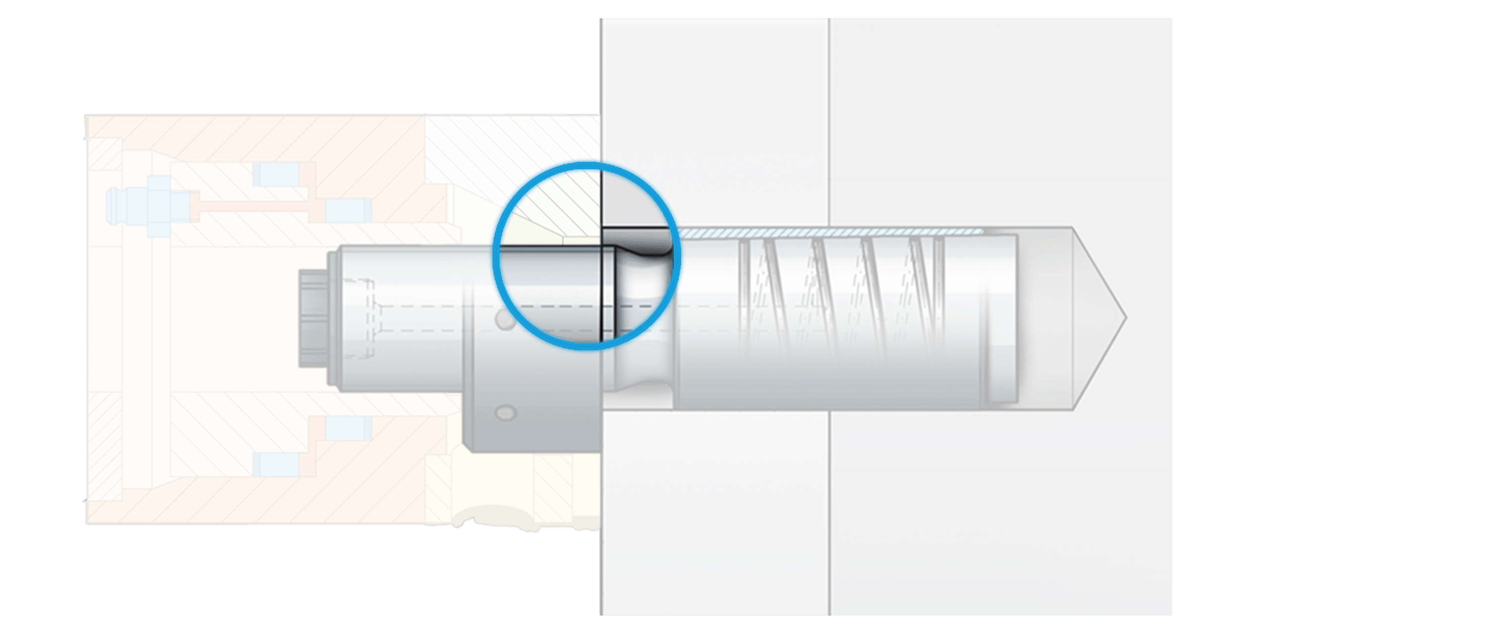 Positionierring zum Festhalten der Konushülse, 
während der Kegelbolzen in die Konushülse 
hineingezogen wird. Dadurch Expansion (Expa) der Hülse und Presssitzerzeugung in der Bohrung.